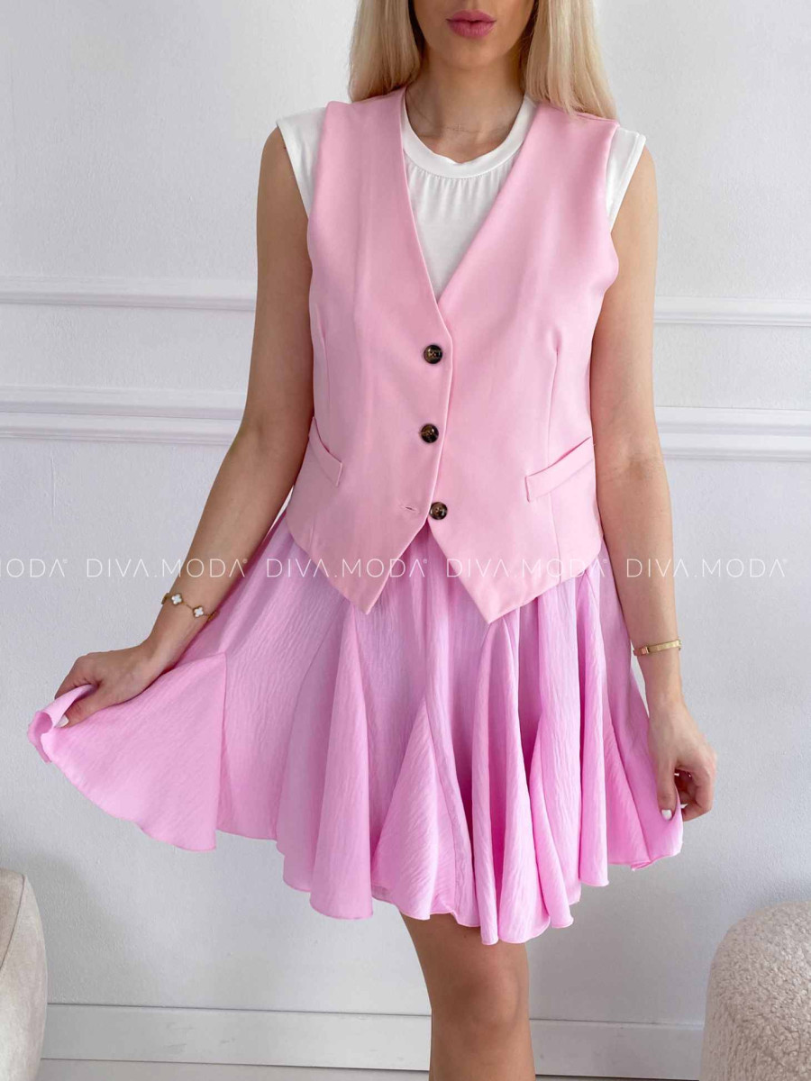 Vesta na gombíky ružová M 195