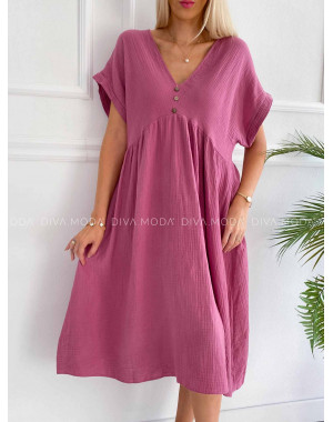 Mušelínové oversize šaty s V - výstrihom staroružové K 393