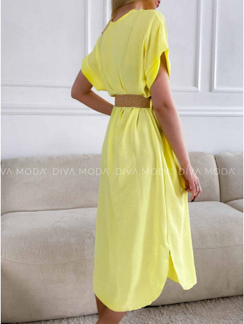 Ležérne midi šaty s opaskom Sanny žltá K 343