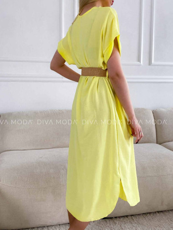 Ležérne midi šaty s opaskom Sanny žltá K 343