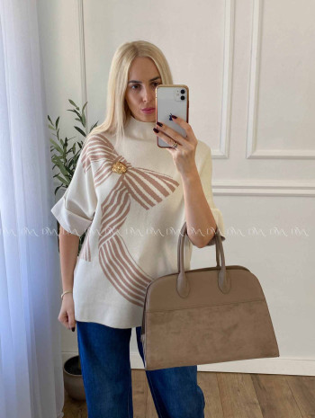 Sveter s mašľou vanilkový A 42