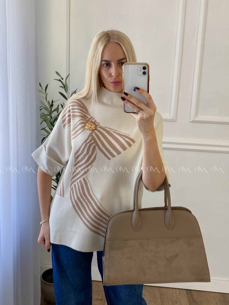 Sveter s mašľou vanilkový A 42