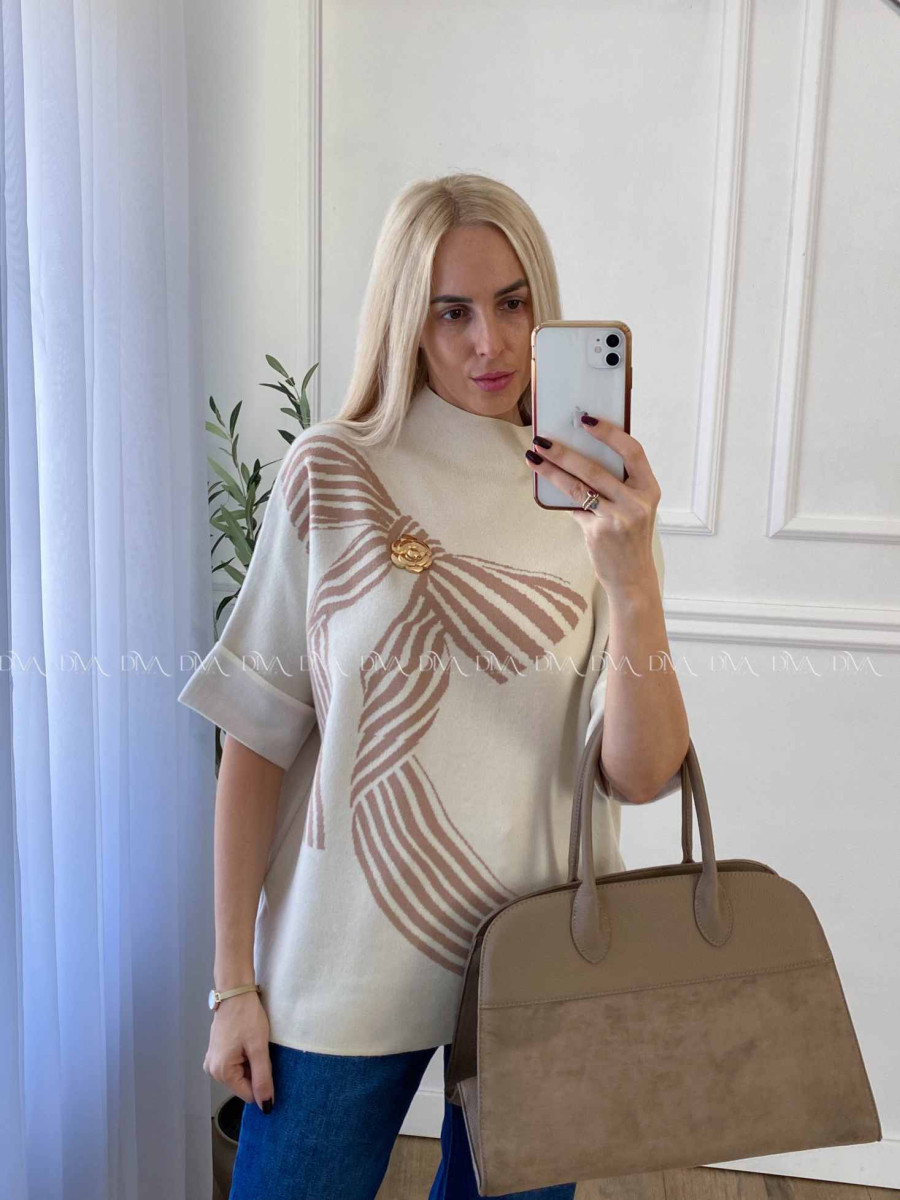 Sveter s mašľou vanilkový A 42