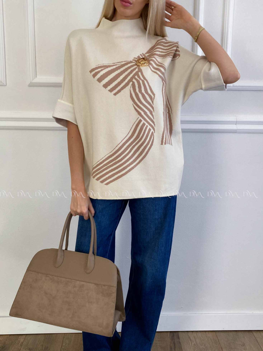 Sveter s mašľou vanilkový A 42