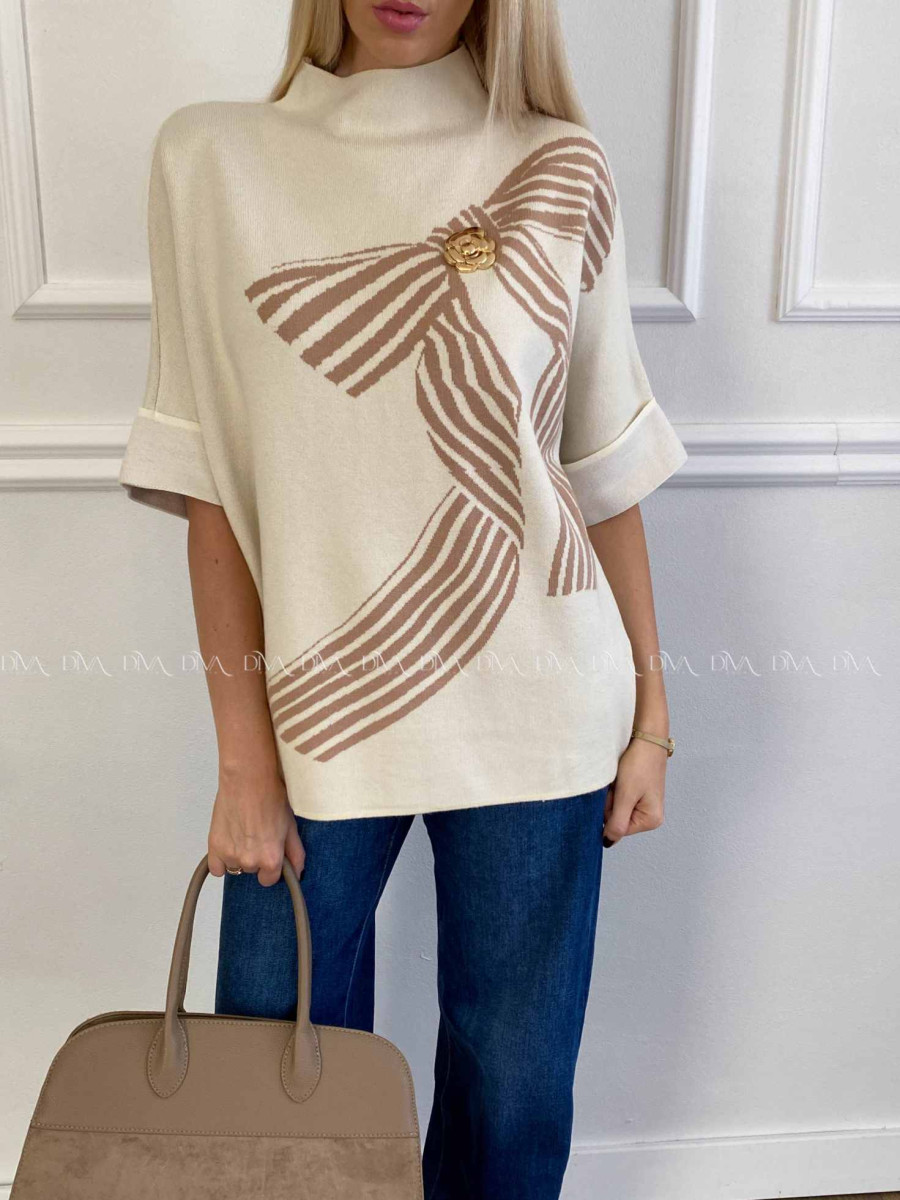 Sveter s mašľou vanilkový A 42