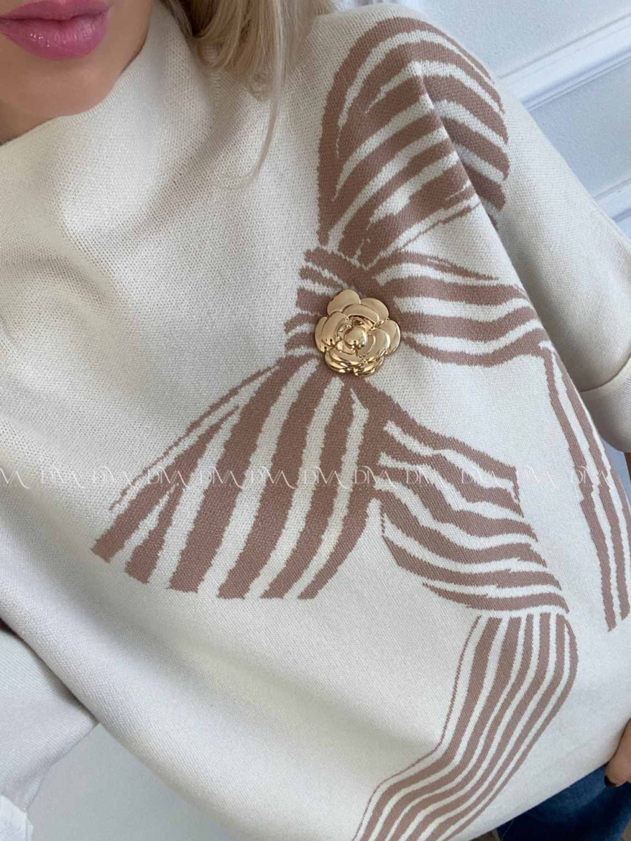 Sveter s mašľou vanilkový A 42