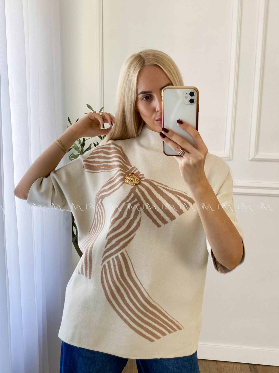 Sveter s mašľou vanilkový A 42