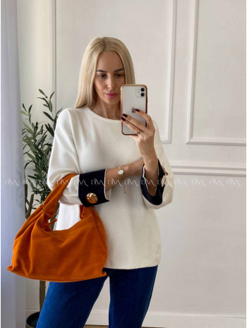 Sveter s gombíkmi na rukávoch smotanový A 46