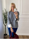 Sveter s gombíkmi na rukávoch sivý A 46