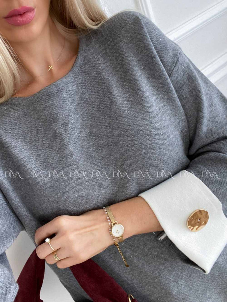 Sveter s gombíkmi na rukávoch sivý A 46