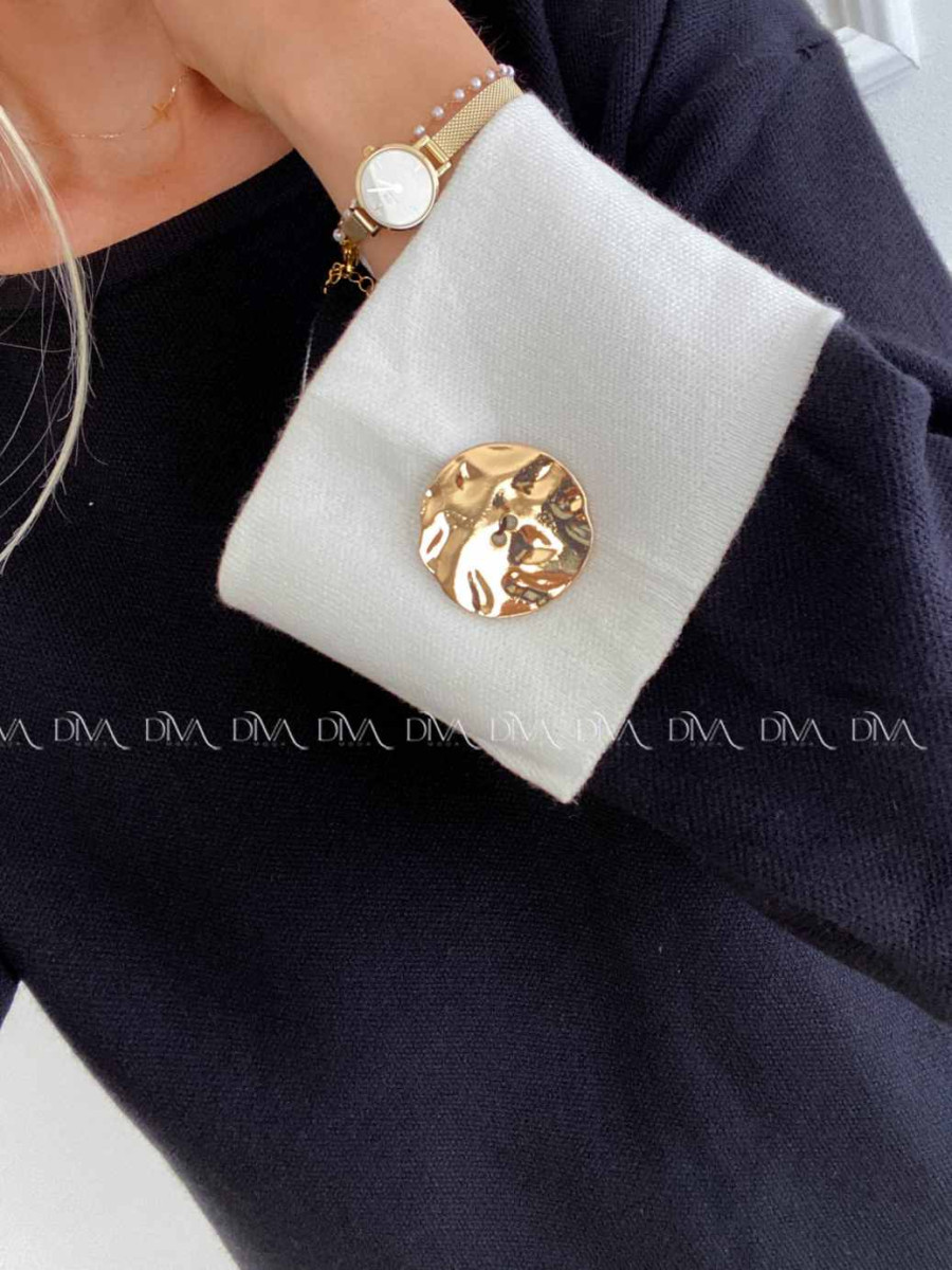 Sveter s gombíkmi na rukávoch čierny A 46