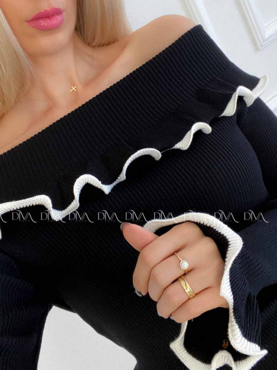 Sveter off shoulders s lemom čierny A 49