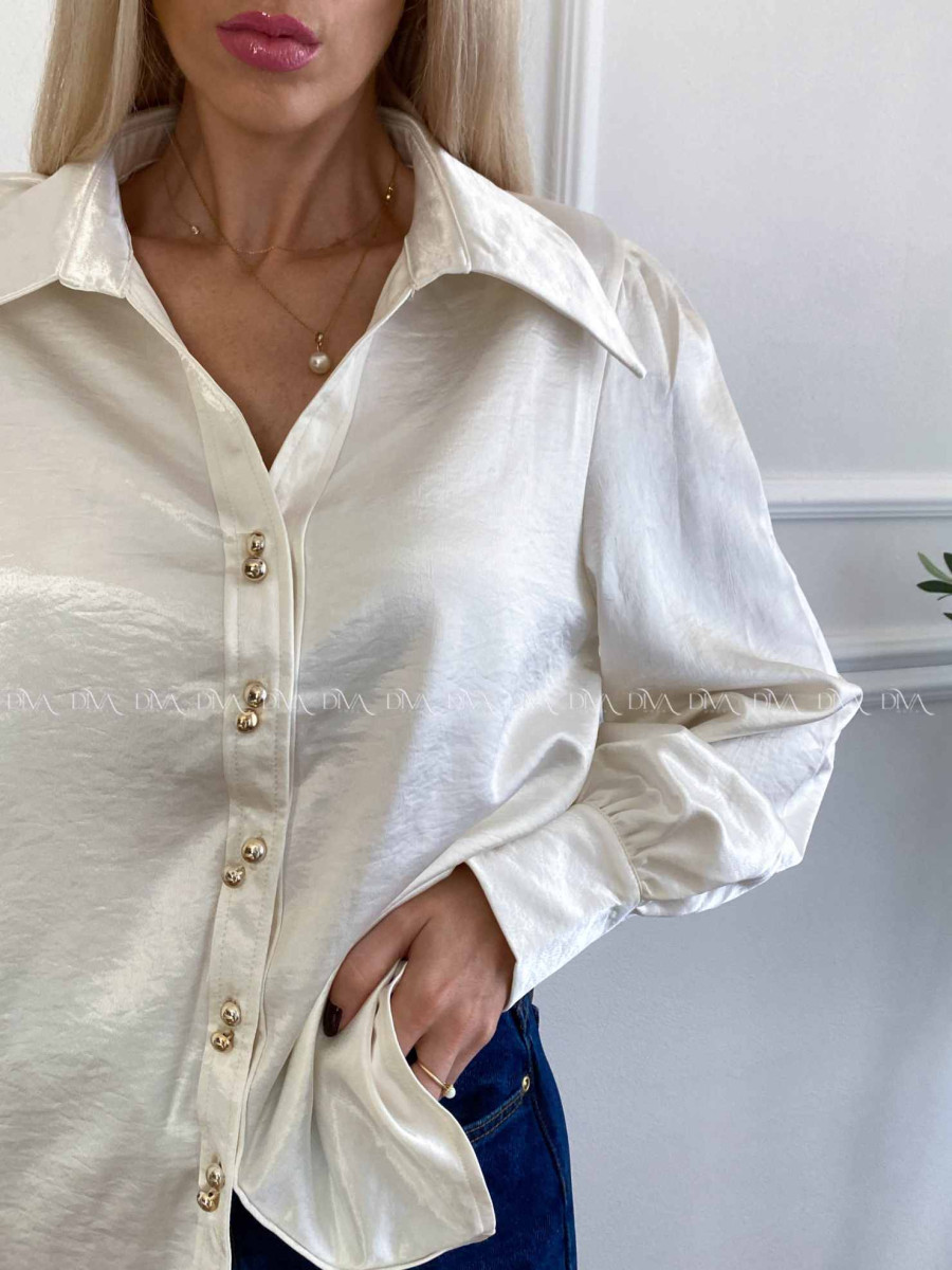 Saténová blúzka smotanová A 19