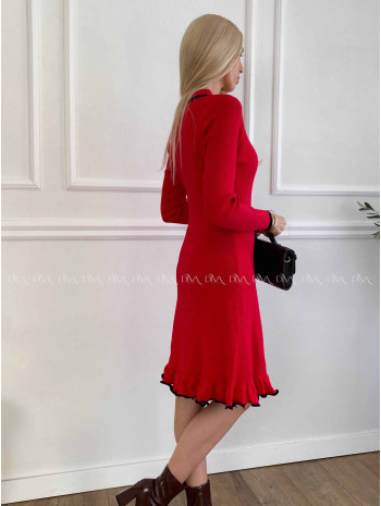 Úpletové šaty s perličkovými gombíkmi Daisy červené A 32