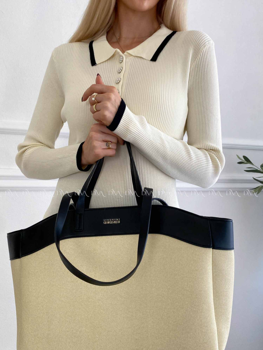 Úpletové šaty s perličkovými gombíkmi Daisy maslové A 32