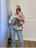 Oversize sveter Leopard vanilla A 16
