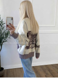 Oversize sveter Leopard vanilla A 16