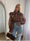 Leopardia blúzka s volánom A 15
