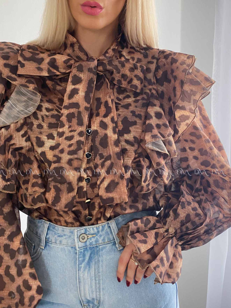 Leopardia blúzka s volánom A 15