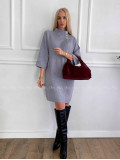 Úpletové šaty so štrasovými gombíkmi snow  sivé A 18