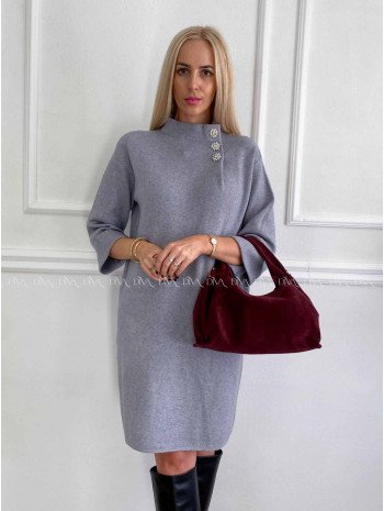 Úpletové šaty so štrasovými gombíkmi snow  sivé A 18