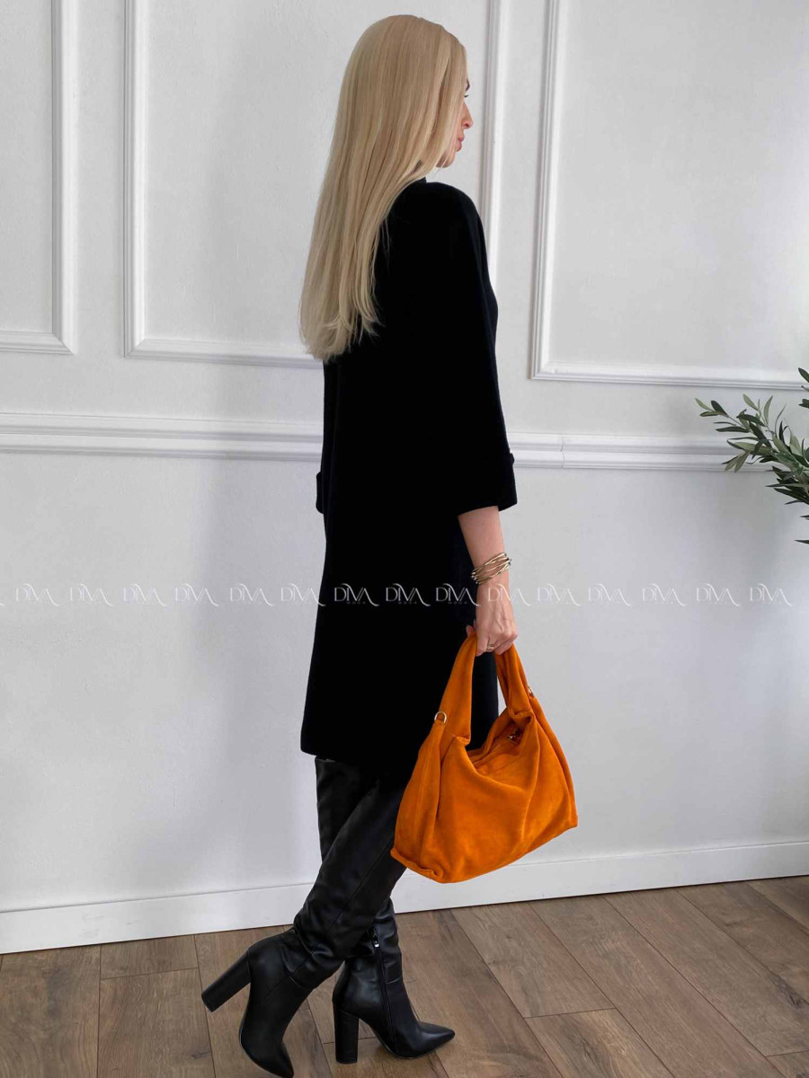 Úpletové šaty so štrasovými gombíkmi snow  čierne A 18