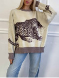 Oversize sveter Leopard vanilla A 16