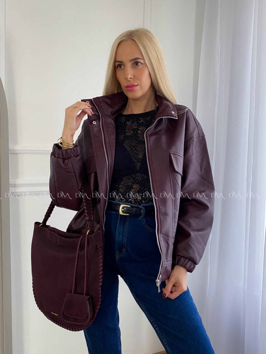 Koženková bombera Leon burgundy A 71