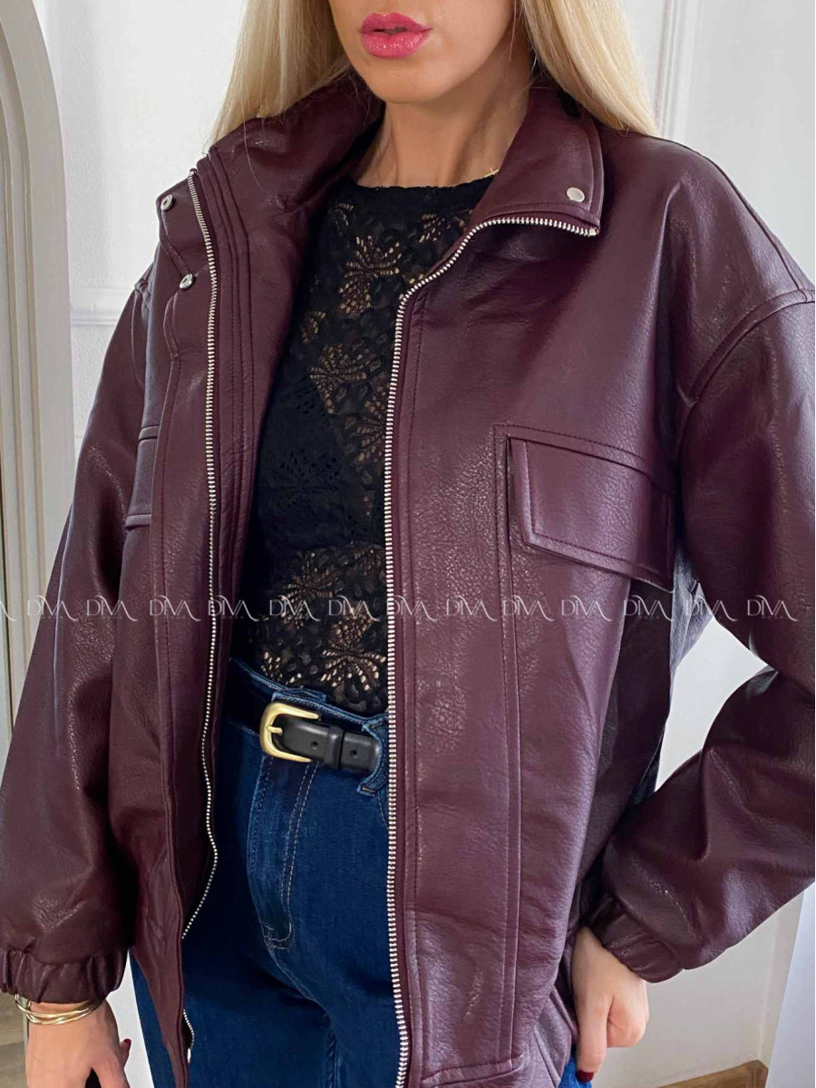 Koženková bombera Leon burgundy A 71
