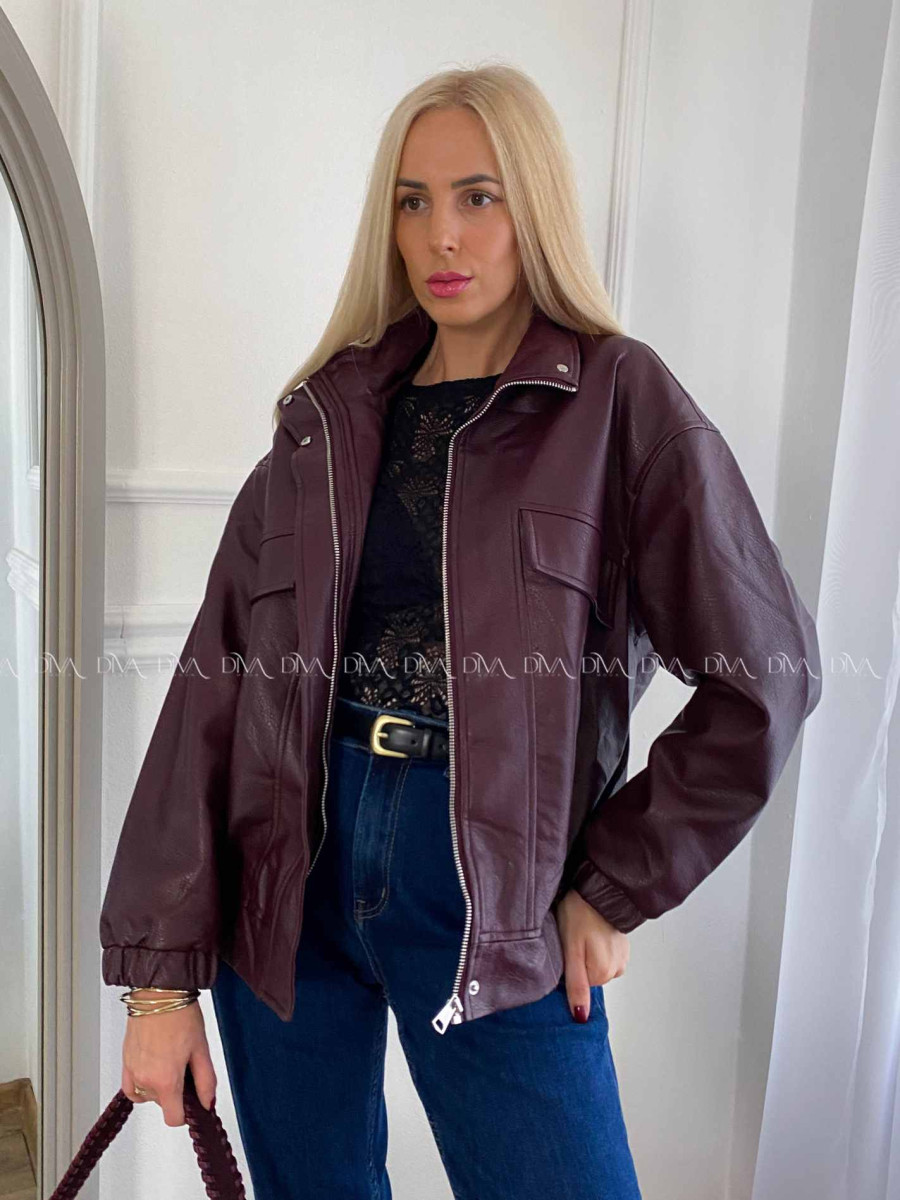 Koženková bombera Leon burgundy A 71