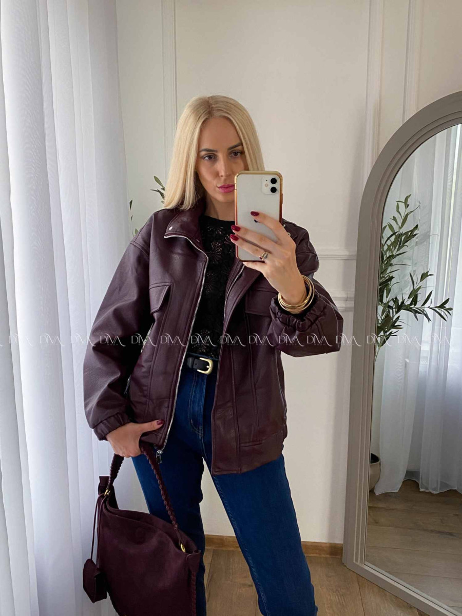 Koženková bombera Leon burgundy A 71