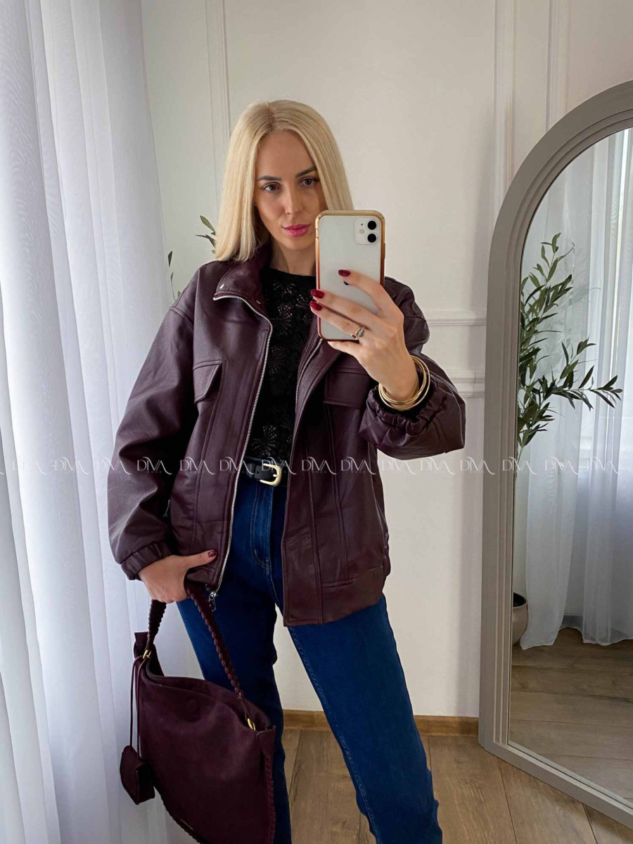 Koženková bombera Leon burgundy A 71