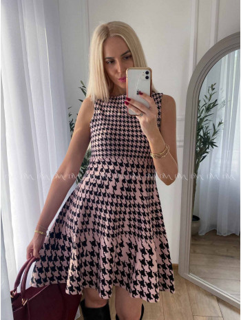 Úpletové šaty kohútia stopa ružové A 22