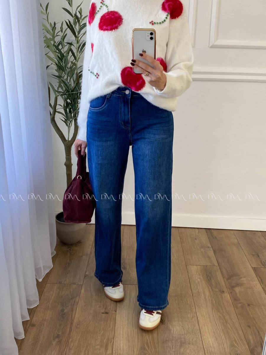 Rifle wide leg tmavo modré A 73