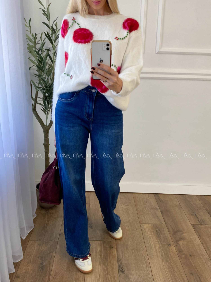 Rifle wide leg tmavo modré A 73