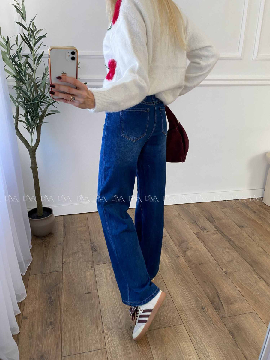 Rifle wide leg tmavo modré A 73