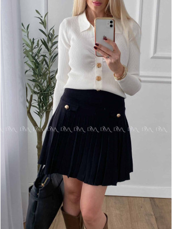 Úpletová krátka skladaná sukňa čierna A 67