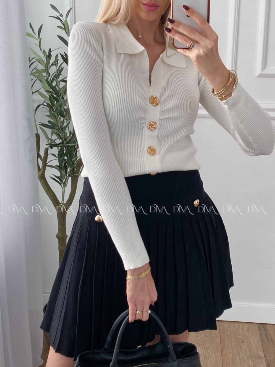 Úpletová krátka skladaná sukňa čierna A 67