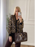 Oversize leopardí kardigan čierny A 54
