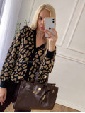 Oversize leopardí kardigan čierny A 54