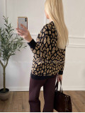 Oversize leopardí kardigan čierny A 54