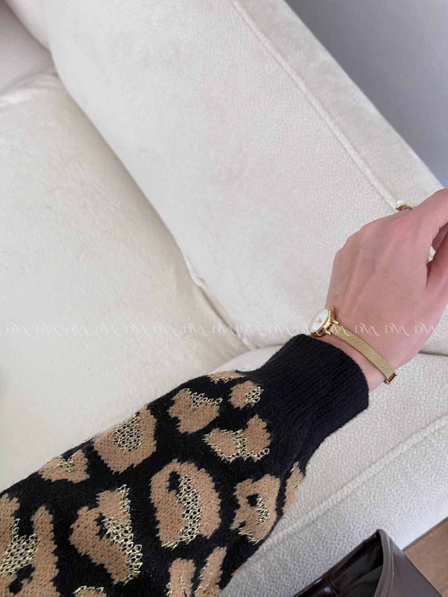 Oversize leopardí kardigan čierny A 54