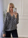Oversize leopardí kardigan šedý A 54