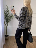 Oversize leopardí kardigan šedý A 54
