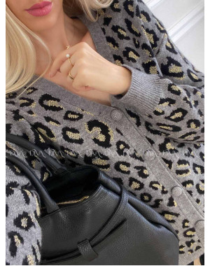 Oversize leopardí kardigan šedý A 54 Oversize leopardí kardigan šedý A 54