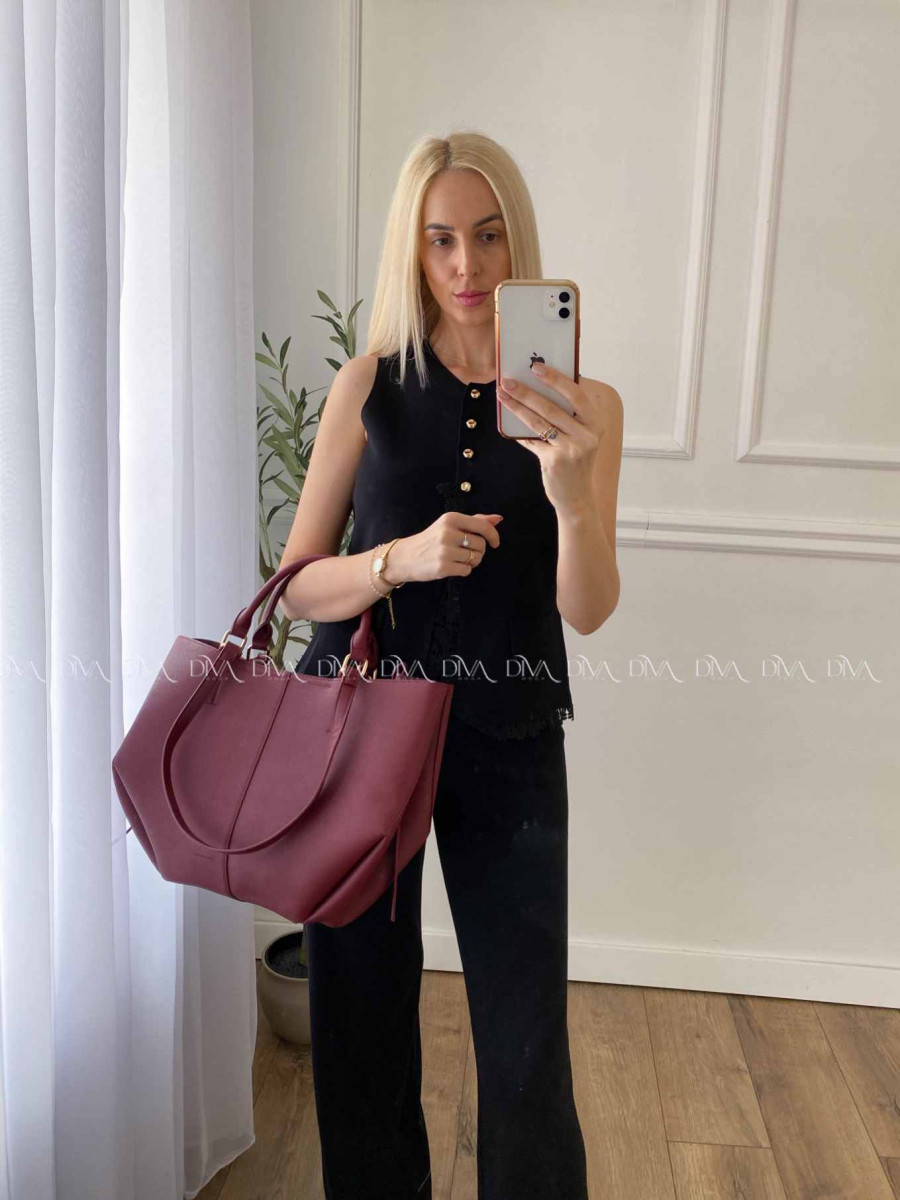 Úpletový vestový komplet s krajkou čierny A 59