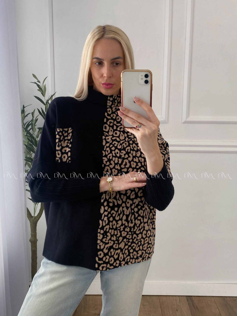 Oversize polorolák leo čierny A 55