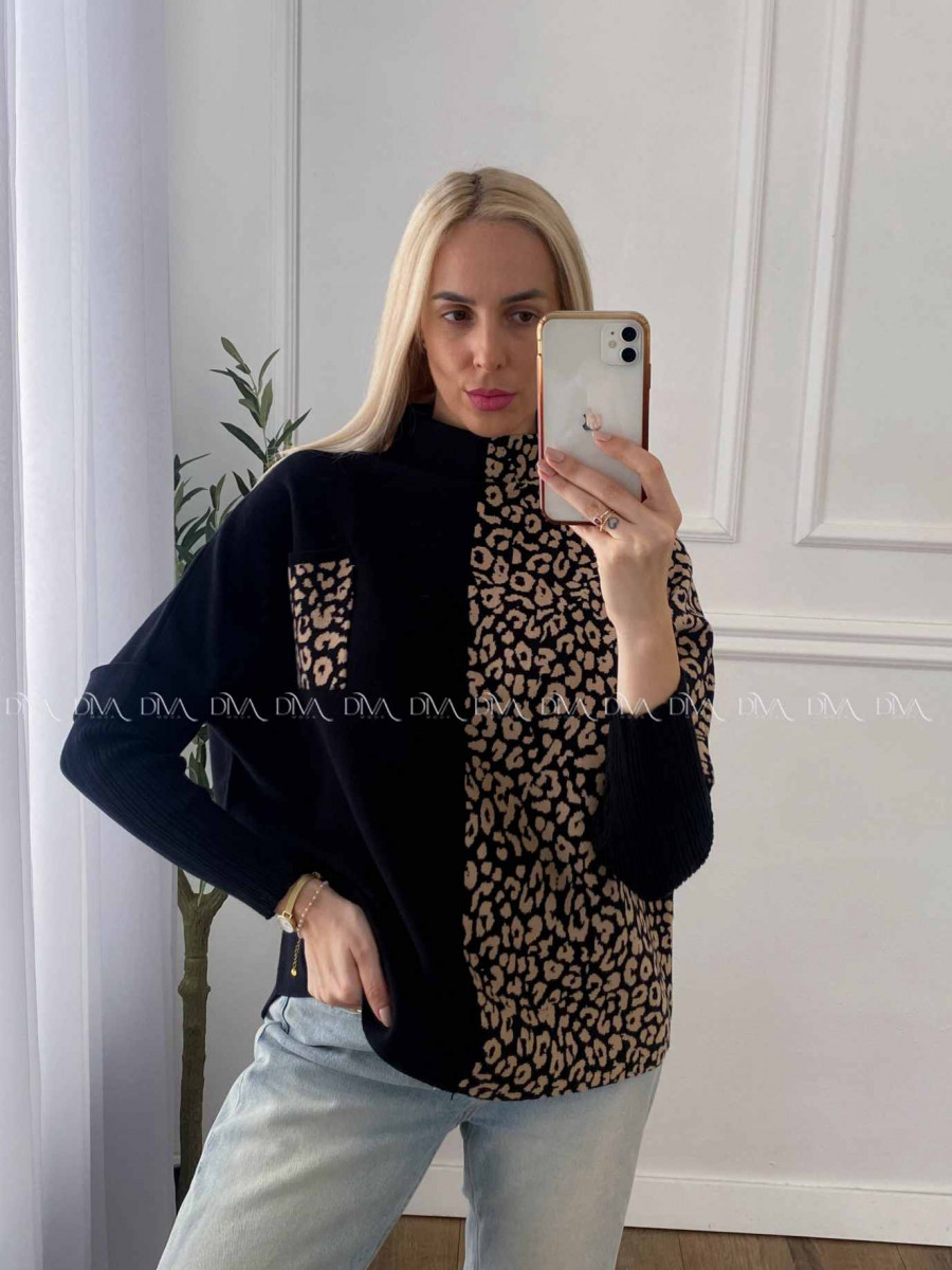 Oversize polorolák leo čierny A 55