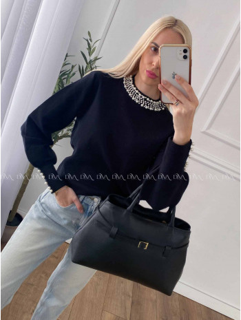 Sveter s perličkami čierny A 40