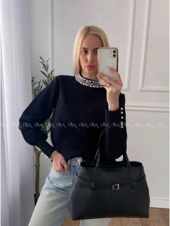 Sveter s perličkami čierny A 40